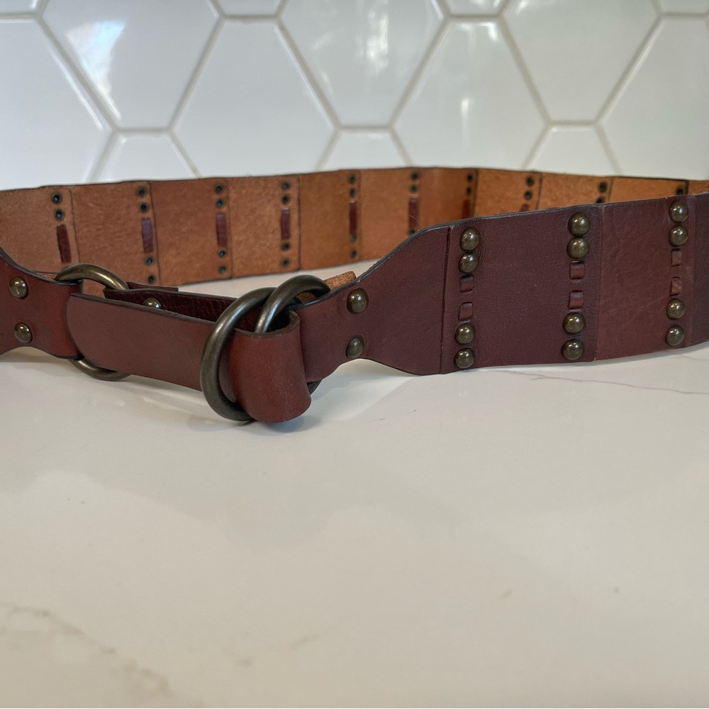 Brown Leather Studded Belt